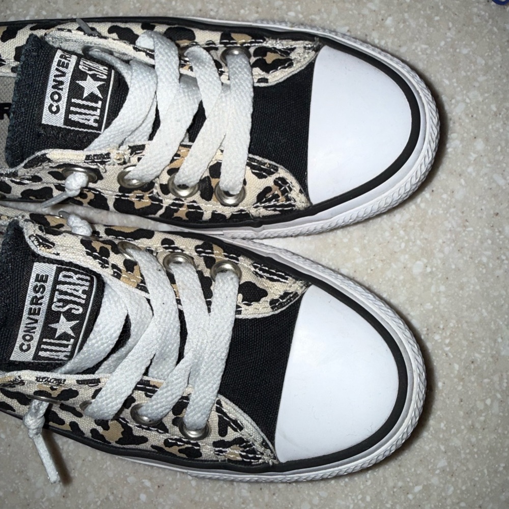 Converse Kids' Black and White Leopard Sneakers